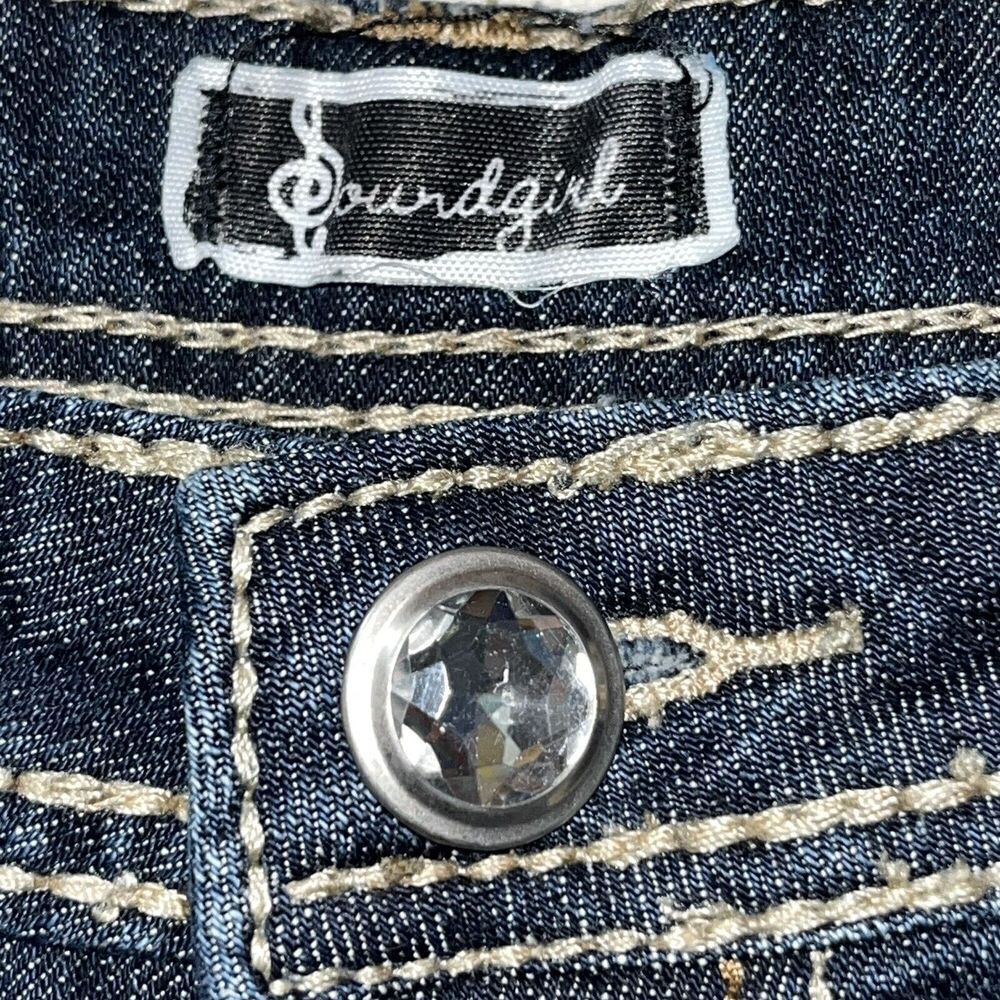 Soundgirl Embellished Thick Stitch Dark Wash‎ Bootcut Denim Jeans Size 9 Bling - Picture 6 of 13